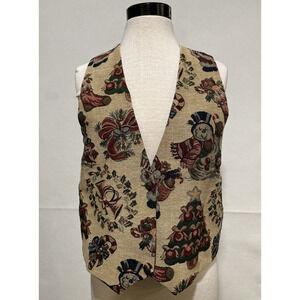 Vintage Gitano Holiday Tapestry Women's One Size Fits Most Button‎ Up Vest